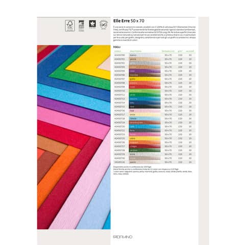 Cartoncino colorato Fabriano Elle Erre 50x70 cm 220 g conf. 20 fogli - verdone - 42450728